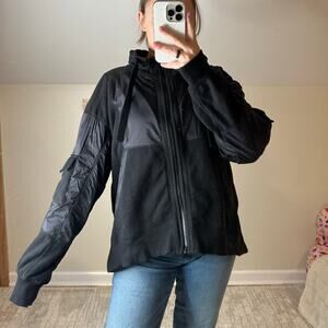 Free People: Black Fleece Windbreaker Hoodie